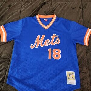 Blue Mets Jersey with Orange Accents